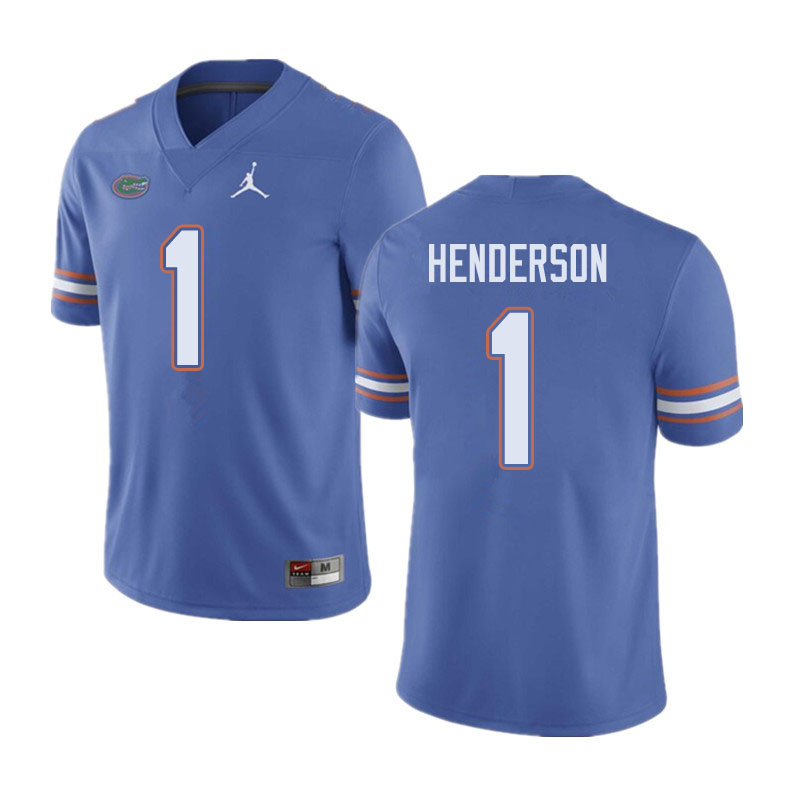 Jordan Brand Men #1 CJ Henderson Florida Gators College Football Jerseys Sale-Blue - Click Image to Close